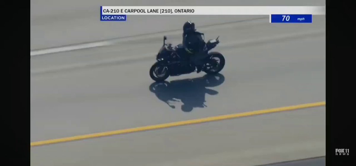 BREAKING 🚨🚨 #RanchoCucamonga / #California Dramatic videos from media and social media of a suspect wanted in a shooting of a Sheriff’s Deputy having a horrific crash on the 210fwy earlier today. The suspect could be seen with a firearm while on the bike just prior to his crash, possibly ready to shoot other officers. 2 firearms could be seen near the crash. The suspect was conscious and has been airlifted to a trauma center.
