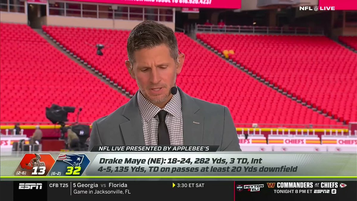 From NFL Live: Dan Orlovsky said the #Patriots first drive of the 3rd quarter was his favorite drive this season out of every team! The Drive: -Maye 6 yd run (21 personnel: Play Action) -Henderson 6 yd run (21 personnel: Play Action Pitch) -Henderson 27 yd run (22 personnel: Toss Crack) -Mondre to Maye to Hollins for 19 yds (11 personnel: Double Pass) -Mondre 4 yd run (11 personnel: Speed Option) -Pop Douglas 8 yd run (11 personnel: Jet Sweep) -Maye to Henry 7 yd TD (11 personnel: Fake Jet Sweep) Orlovsky: "There's just so much that this offense presents to you. The different personnel formations, the different groupings, the different actions. It's the opposite of predictable ... There's just no tendency of what you're gonna get offensively."