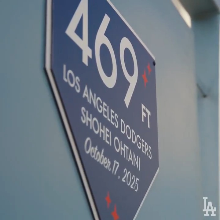 Shohei Ohtani's 469 foot homer, forever immortalized at Dodger Stadium.