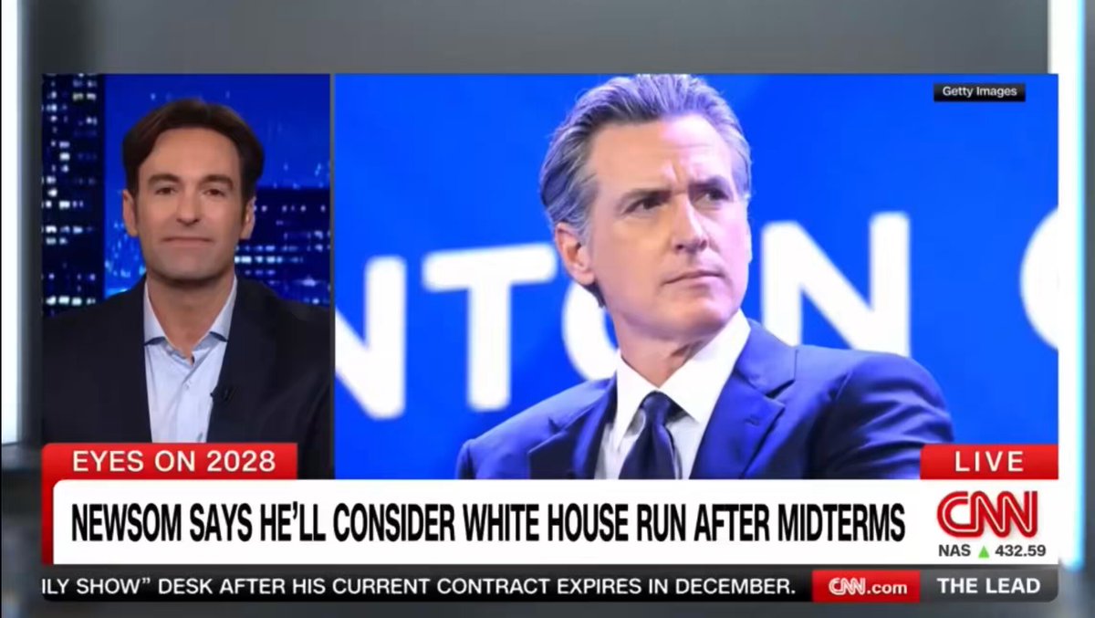 🚨 Gavin Newsom just gave an exclusive interview with new CNN anchor (9p PT weeknights) Elex Michaelson who pushed him on his Gavin Newsom28 Presidential ambitions. Again. He said “I’m not gonna lie” & “the country has changed.” “I have a responsibility to be clear, concise & precise” & “there might not BE a 2028 election.” Apparently, he’s also working on an autobiography book. Remains to be seen whether he talks about growing up poor eating wonder bread and mac & cheese. Watch Elex‘s new show tonight to see the entire interview.