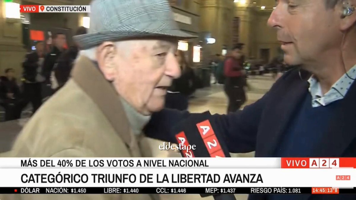 "Encontré una mascota" 🗣️ La reacción de un movilero al comentario de un jubilado sobre el triunfo de Milei: "Ganaron los masones".