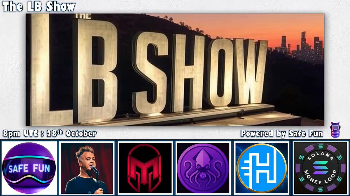 🎙️ The LB Show is live Tuesday night! It’s the last week of October, ya ready for Upvember💪🏼 Gonna be a fun one this week, will be dropping $100 giveaway during the show! Make sure to smash the reminder 👇🏼 We’ll be hearing more on how the US Registered Safe Fun is making the trenches a rug free zone on Solana! Safe Fun Comedian, Pump Fun streamer & author of cartoon books for adults Brad Gosse is joining us on the mic to talk about his token & give us some UNC Advice! 🔥 $BRADGOSSE MUGA is here to drop the Alpha on his $MUGAEARN token ahead of next weeks launch! Kaijin Ika $IKA back in the house to drop some cool updates! In before the Kraken IPO 👀 HODL Official 🔶 $HODL is the OG Reward token on BSC! Setting the standard since 2021! 🔶 LOOP $LOOP part of the Safe Fun ecosystem!! Following on with the reward meta! Updates & comp dropping. Passive income plays should be in all portfolios. See you at 8pm UTC 🍿