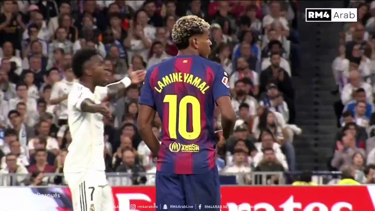 Vinícius Jr, after Pedri's red card, goes to Barça's bench: “ Off to the house you go” Then Vinícius to Yamal: “Hahaha, talk at home.” This guy is crazy. 😂
