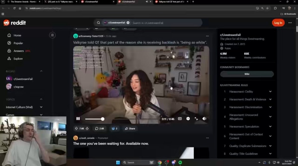 xQc suggests somebody make a meme template for the fall of the LA Twitch streamers “Make the meme w the dominoes..Hasan zaps doggo..the fall of everybody who is a slave to their audience..one single zap..the fall of LA”