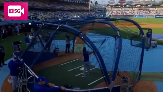 This drone shot of #WorldSeries Game 3 batting practice is 🔥 🎥 T-Mobile 5G BP