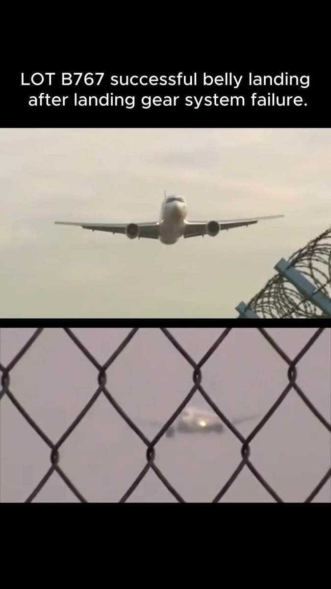 Video shows the LOT Polish Airlines Boeing 767’s successful belly landing at Warsaw on November 1, 2011. The aircraft suffered hydraulic and electrical failures that prevented the landing gear from deploying. All 231 onboard survived with no injuries or deaths. 📸 by ig/jetclubhq
