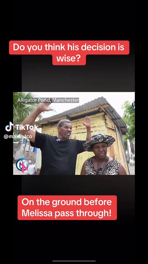 💢 ALLIGATOR POND 💢 Send prayers to the residents of Alligator Pond Village in Manchester Jamaica. Their homes are made of tin walls and tin roofs with cinder blocks on top to keep it from blowing off Tap 🔔for continued coverage of Hurricane Melissa