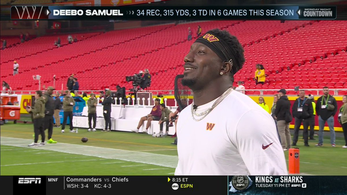 "Deebo never left." Deebo Samuel tells Marcus Spears that the doubters only fueled his success this season 🔥👀 Watch Commanders-Chiefs NOW on ABC, ESPN and the ESPN App 🍿