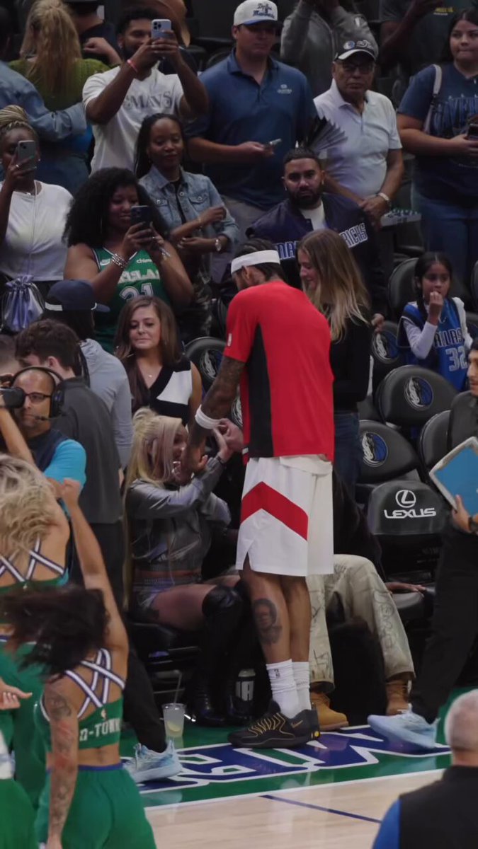 Glorilla and Brandon Ingram kissing after the Raptors vs Mavericks game yesterday
