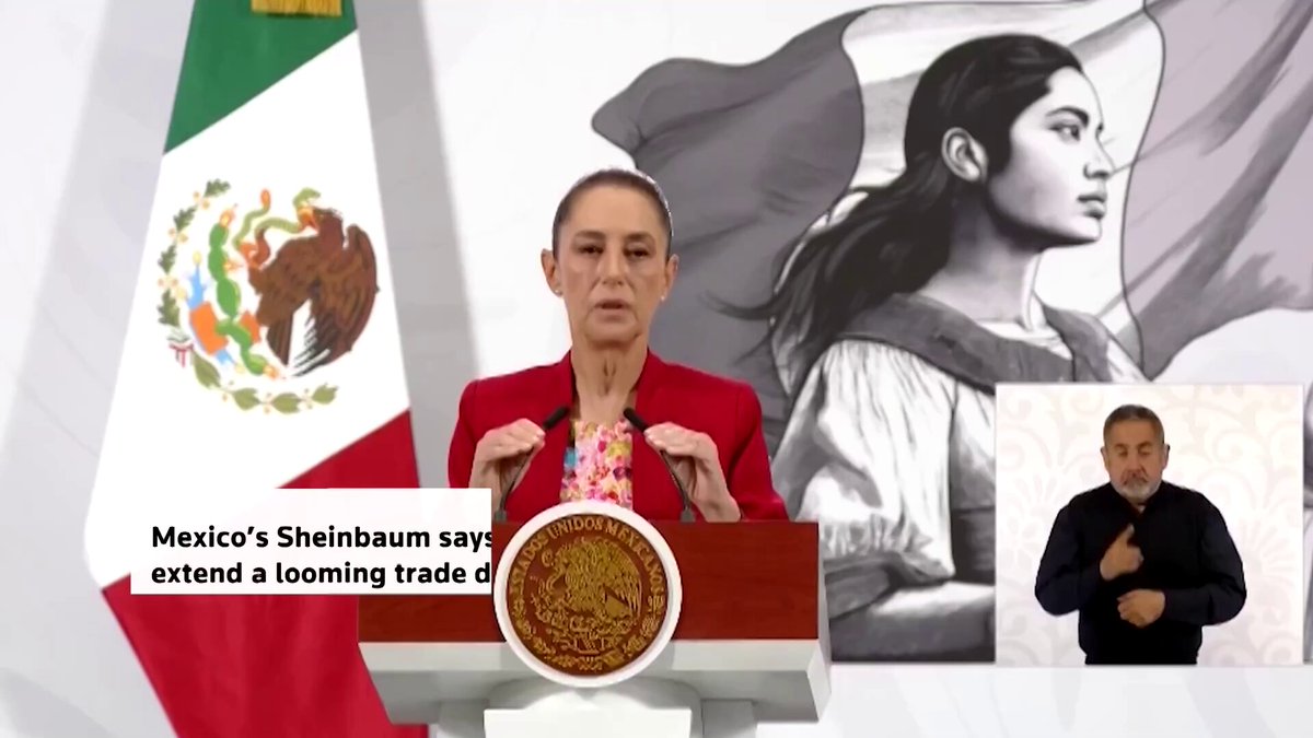 WATCH: Mexican President Claudia Sheinbaum said that she spoke with US President Trump, and that the two agreed to extend a looming trade deadline for ‘a few more weeks’ to discuss pending issues with Washington