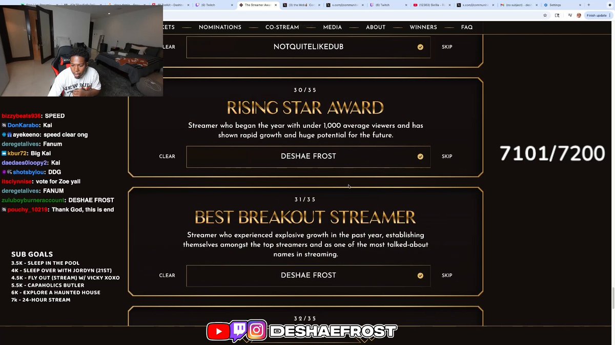 Deshae Frost says DDG deserves to win Best Breakout Streamer of the Year ❤️‍🩹🏆 📊 DDG Stats: 1.9M Followers (+ 1.6M) 70k Peak Subscribers (+ 69k) 205k Peak Viewers (+ 198k) 1,812 Hours Streamed (+ 1.6k) 16.2k Average Viewers (+ 14.1k) 29.5M Hours Watched (+ 29.1M)