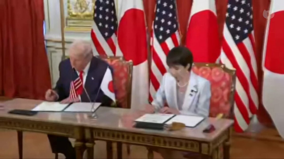 NOW - Trump and Japanese PM sign military and trade deals after bilateral meeting.