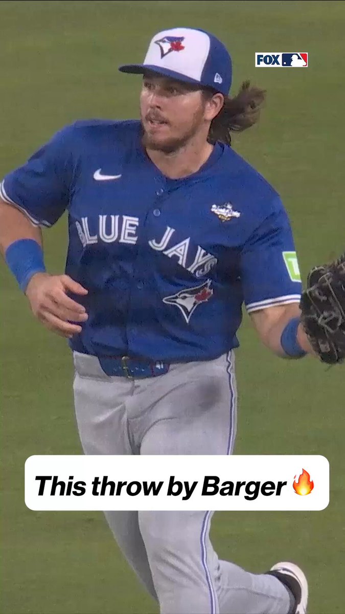 Addison Barger reached 99 MPH on this throw to get the out at home 🤯⛽️
