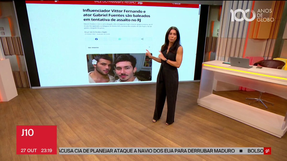 O influenciador Vittor Fernando e o ator Gabriel Fuentes ficaram feridos após serem baleados em uma tentativa de assalto na cidade de Itatiaia, no Rio de Janeiro. Os dois receberam atendimento médico e estão bem, segundo uma nota divulgada pelo casal nas redes sociais. ➡️ Assista ao #J10 na #GloboNews: