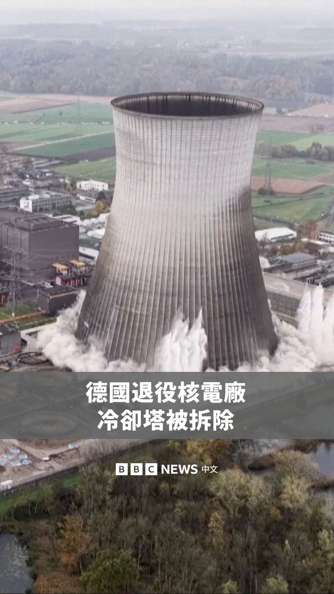 德国小镇根德雷明根一座已停机四年的核电厂,其两座冷却塔近日被拆除。这两座冷却塔自1980年以来一直是当地地景的一部分,而此次拆除工程是德国逐步淘汰核能政策的一环。