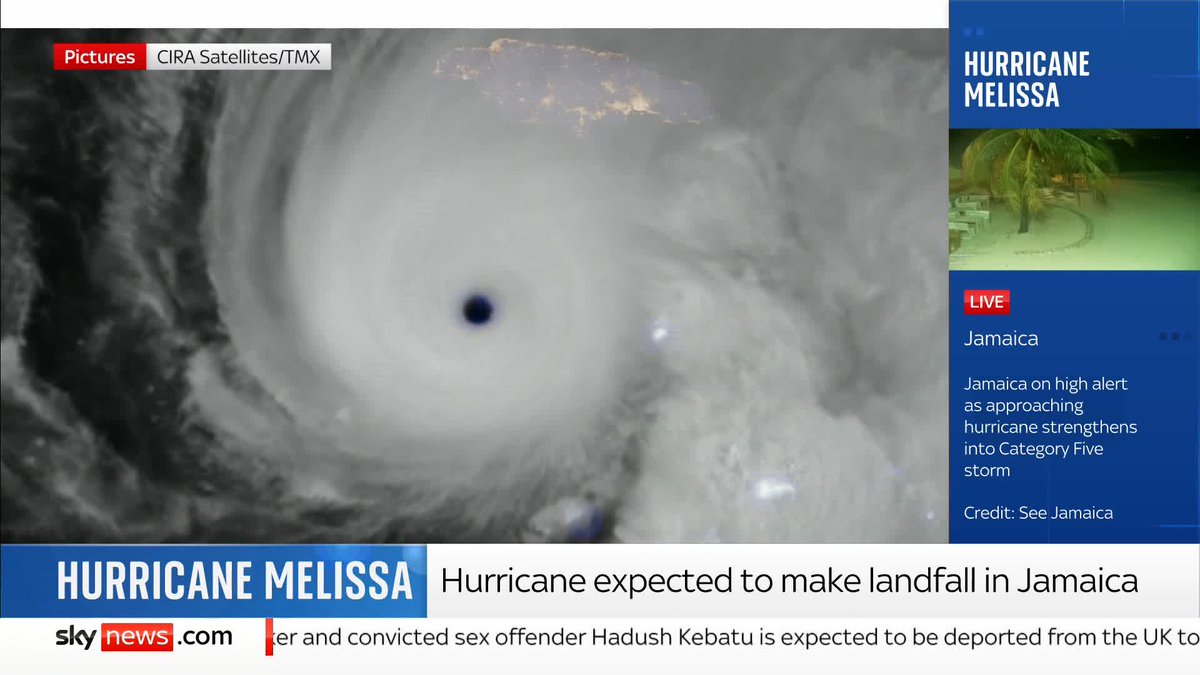 Hurricane Melissa, the most powerful hurricane of the year so far, has been moving slowly across the Caribbean Sea on approach to Jamaica The Category 5 storm is set for landfall in the early hours of Tuesday morning local time 📺 Sky 501 and YouTube
