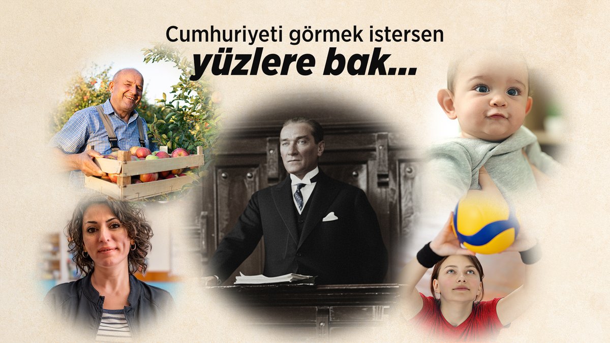 Cumhuriyeti görmek istersen yüzlere bak. Bu güzel ülkeyi Cumhuriyetle aydınlatan yüzlere, binlere ve Gazi Mustafa Kemal Atatürk’e. Cumhuriyetimizin 102. yılı kutlu olsun! #29EkimCumhuriyetBayramı