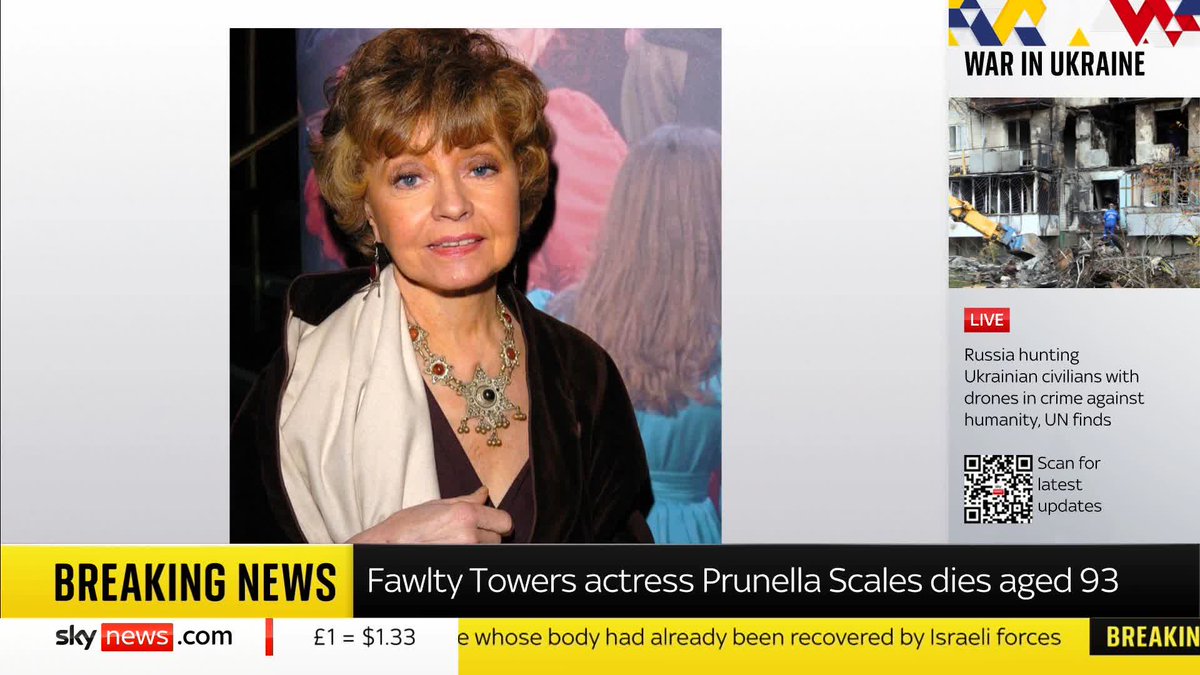 BREAKING: Fawlty Towers star Prunella Scales has died aged 93. 📺 Sky 501 and YouTube