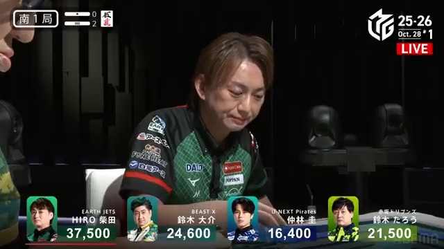 #Mリーグ 2025-26試合ダイジェスト📹 南1局2本場、HIRO柴田選手 の親満貫のアガリ！ 今期個人、チーム共に苦しい戦いが続く柴田選手の親番！ ドラ3の手牌で役牌を仕掛けて🀚🀝🀠待ち聴牌！ スムーズに仲林選手から12000のアガリ！ 持ち点は5万点に到達して連荘！ 👇動画タップで今すぐ無料視聴