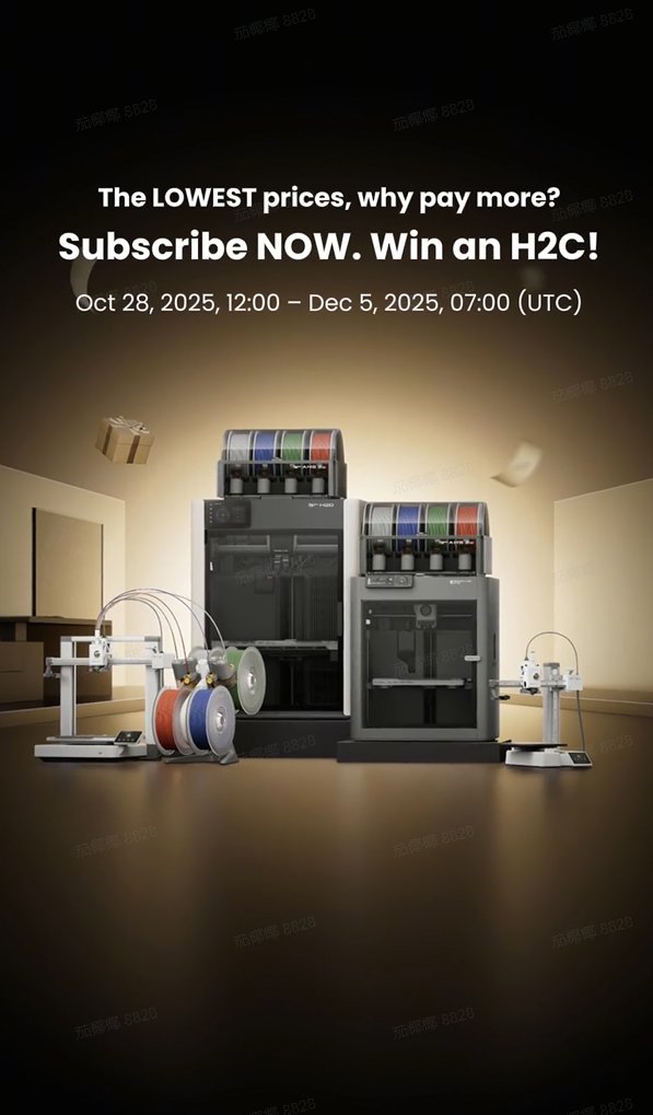 🎉 Black Friday starts now! The H2D, P1S, and A1 are now at their LOWEST PRICE EVER— up to 43% OFF! 💚✨ 🔥 Win an H2C! Subscribe anytime from NOW to Dec 5 for your chance to win an H2C. 20 winners globally! Find your perfect printer + bundle deals here👉 #BambuLab #3DPrinting #2025BlackFriday #Sale #H2D #A1 #P1S #3DPrint