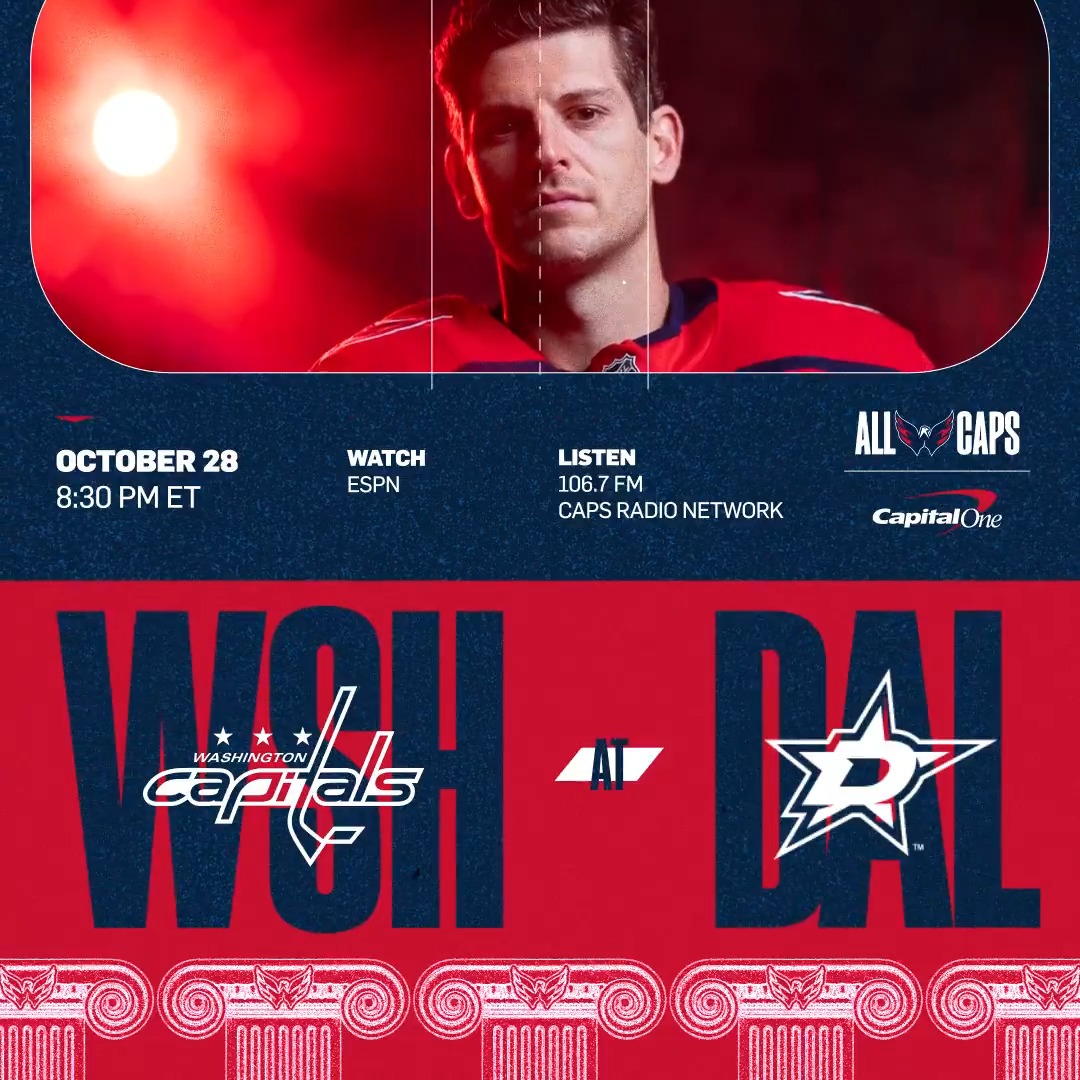 GAMEDAY! Washington duels with Dallas tonight at 8:30 PM on ESPN #CapsStars preview: