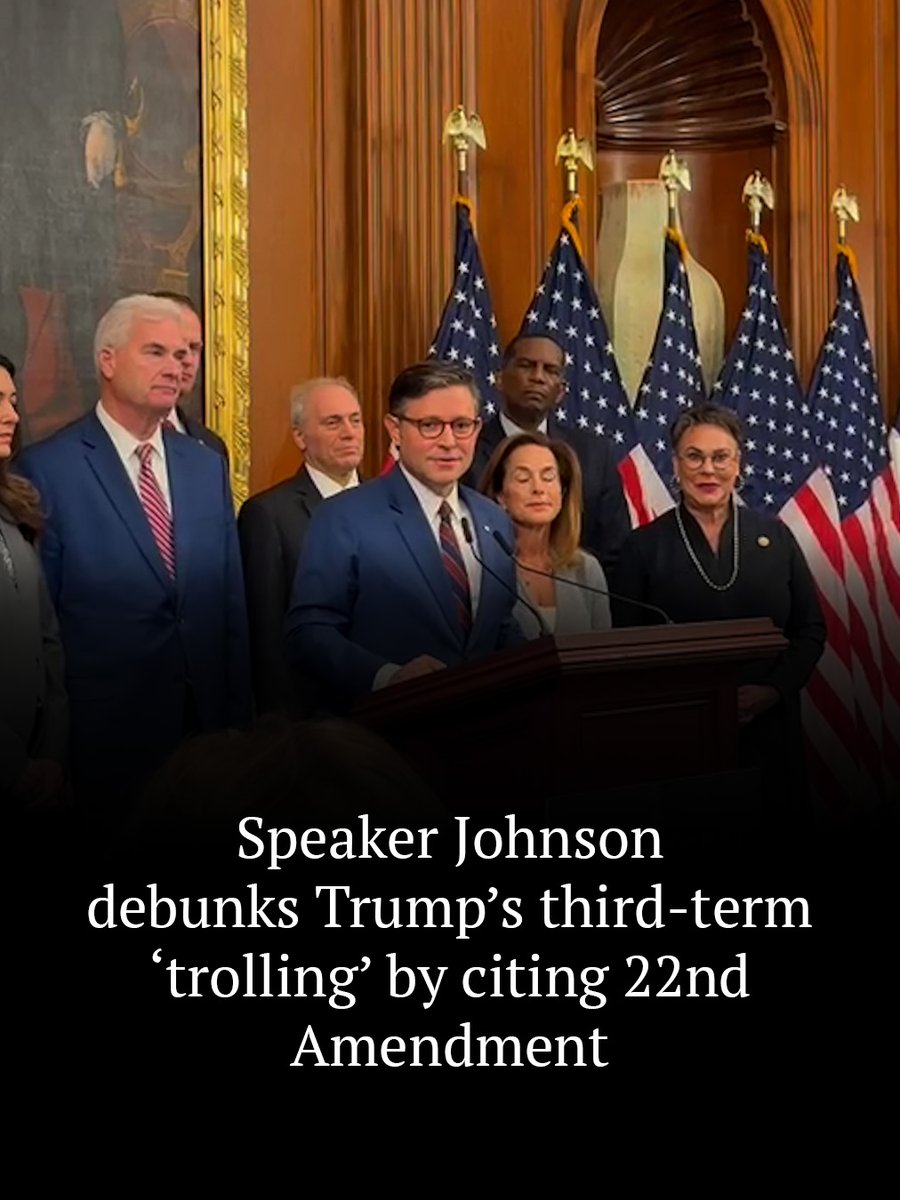 Speaker Johnson debunks Trump’s third-term ‘trolling’ by citing 22nd Amendment. Captured by: Lauren Green