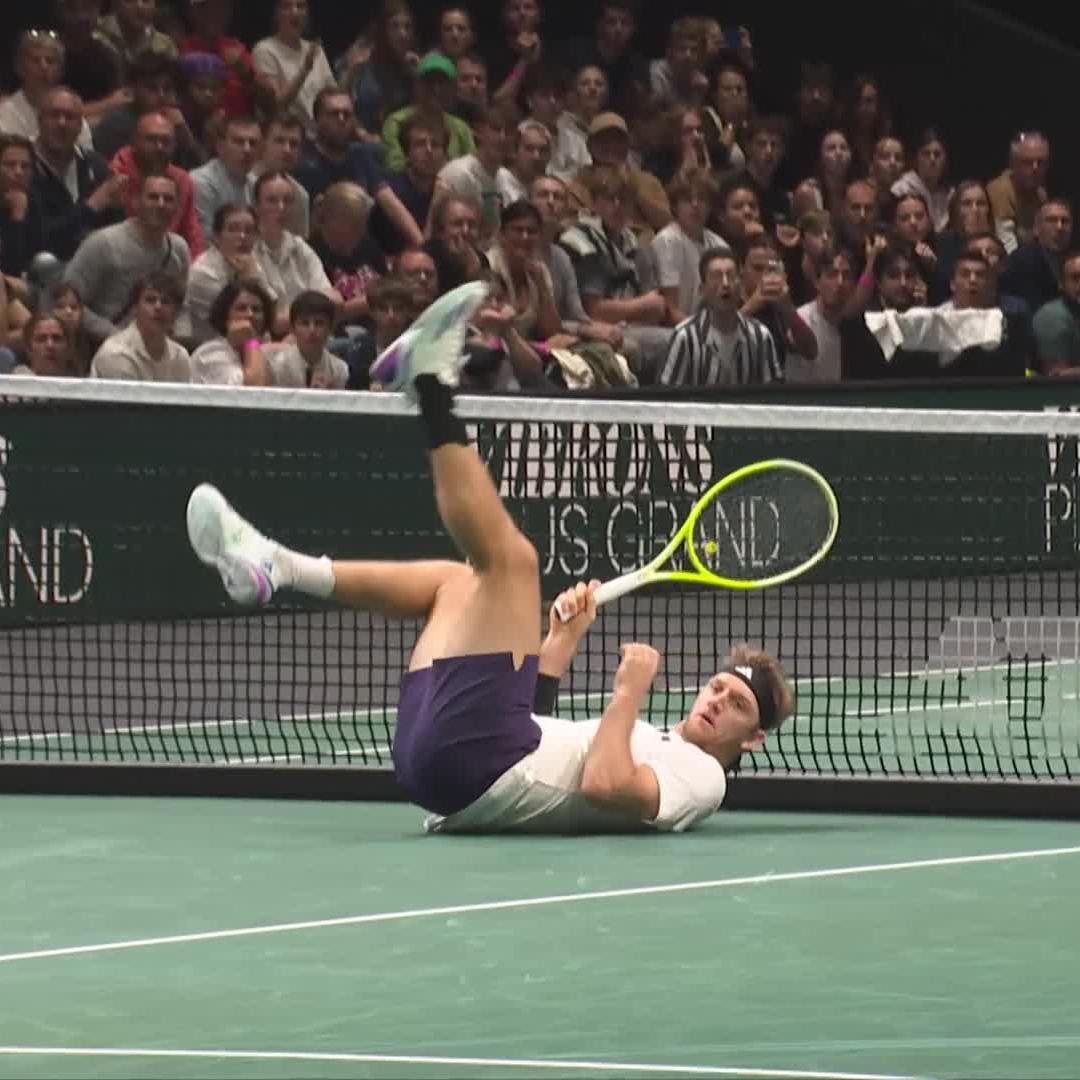 File under: flying Foki 😱 Alejandro Davidovich Fokina looks to be ok after this treacherous tumble in Paris. #RolexParisMasters