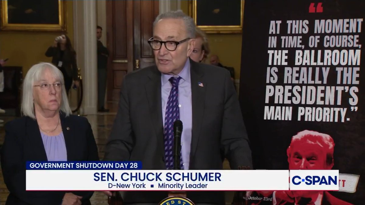 .Chuck Schumer: "It's time for Republicans to get serious about ending this shutdown. Today, Democrats will introduce a bill that would extend the SNAP funding and WIC to make sure no child goes hungry."