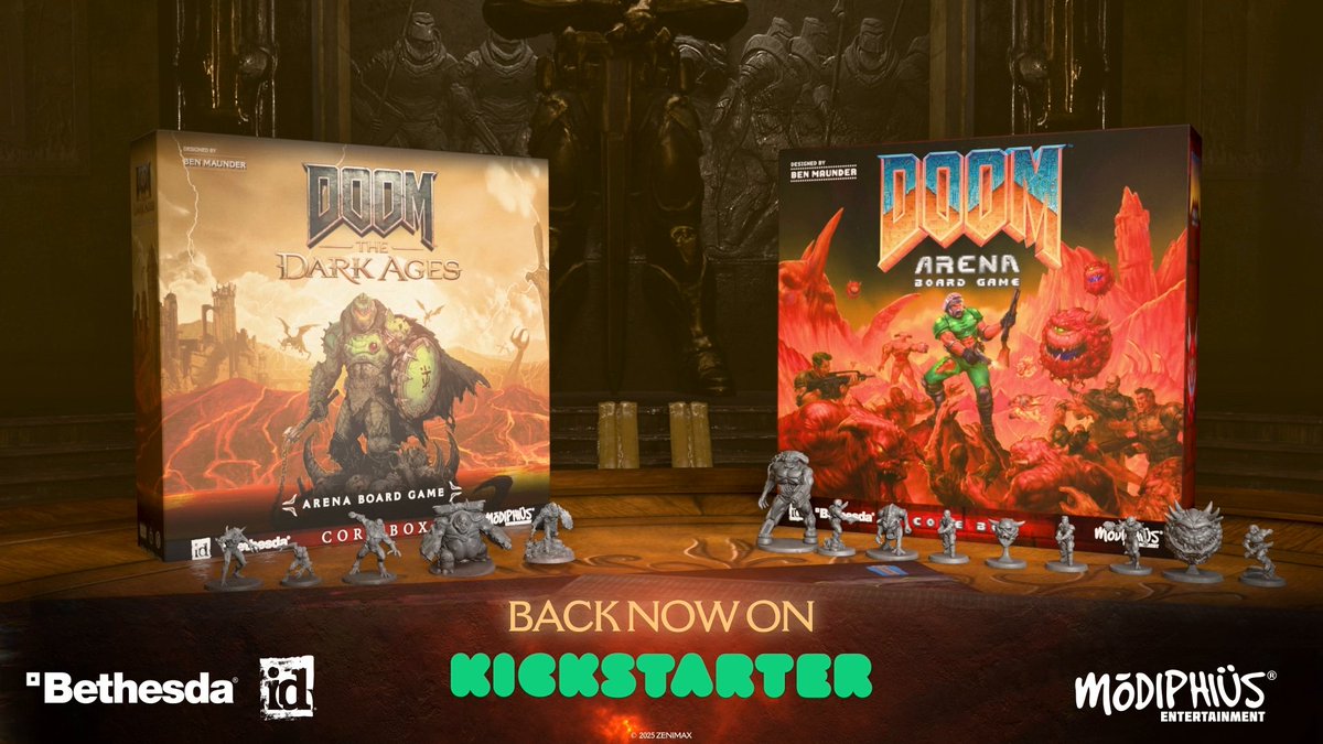 📣 The DOOM | Arena Board Game Kickstarter by Modiphius is now live! Choose your arena, and back now. #DOOM #boardgame #Kickstarter
