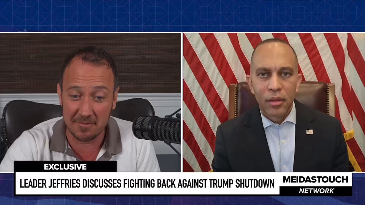 Jeffries: But we know that beyond what Republicans have done in Texas, they’ve now gone in and stolen a seat in Missouri. They stole a seat in North Carolina. They just convened a special session to take place next week in Indiana, where they want to take a seat or two. They’re scheming in Ohio. They may be scheming in Florida. This is an all-hands-on-deck effort. I had very positive conversations with the legislative leaders in the Illinois General Assembly yesterday—both the Speaker and the Illinois Senate President. They both acknowledged this is an existential moment. We cannot unilaterally disarm, and all options have to be on the table.