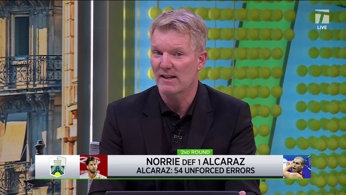 "54 unforced errors...this is the Alcaraz experience" Jim Courier on Carlos' loss to Norrie ⤵️