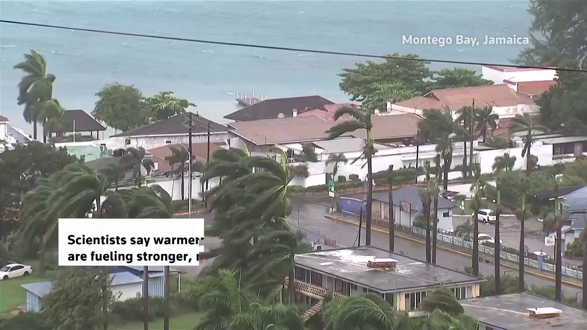 Warmer oceans from climate change are making hurricanes stronger and more destructive. The world is 1.1 degrees Celsius warmer than preindustrial levels. Scientists say if warming hits 2 degrees Celsius, hurricane wind speeds could rise by up to 10%
