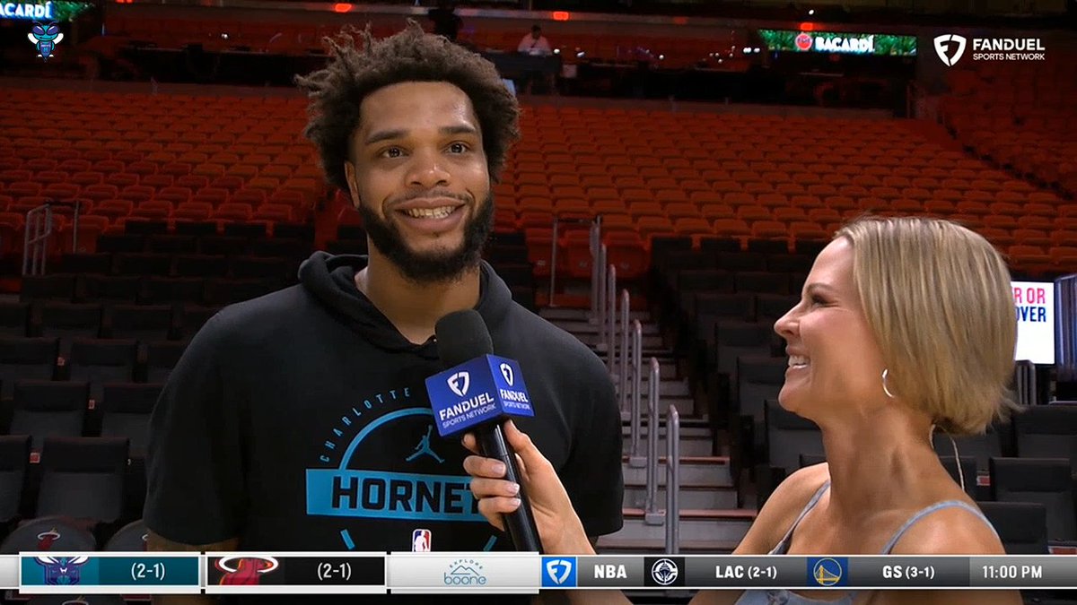 Miles Bridges spoke to Shannon Spake about LaMelo Ball holding him accountable. Did he really call him a bum at halftime? 🎙️ "Uhh, it was the other b-word he called me." 😂 Miles Bridges Pregame Interview: