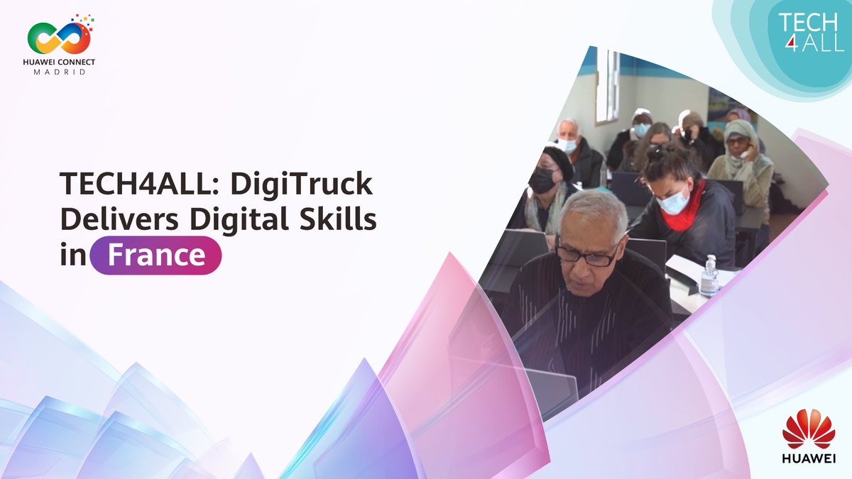 The TECH4ALL DigiTruck is empowering the elderly &amp; unemployed youth across France. The solar-powered mobile classroom helps learners of all ages gain digital skills to thrive in the digital world. Stay tuned for more TECH4ALL initiatives at HUAWEI CONNECT EUROPE 2025.