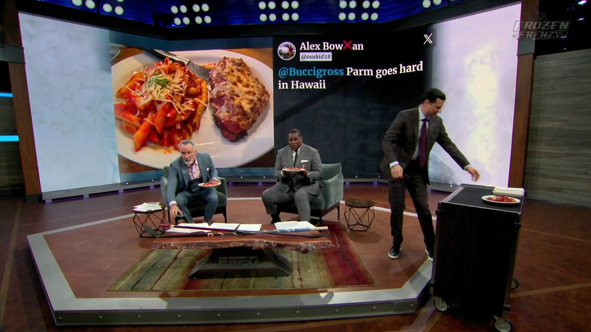 No shame in taking a chicken parm break during Frozen Frenzy 😂🔥 BucciOT.Com Kevin Weekes