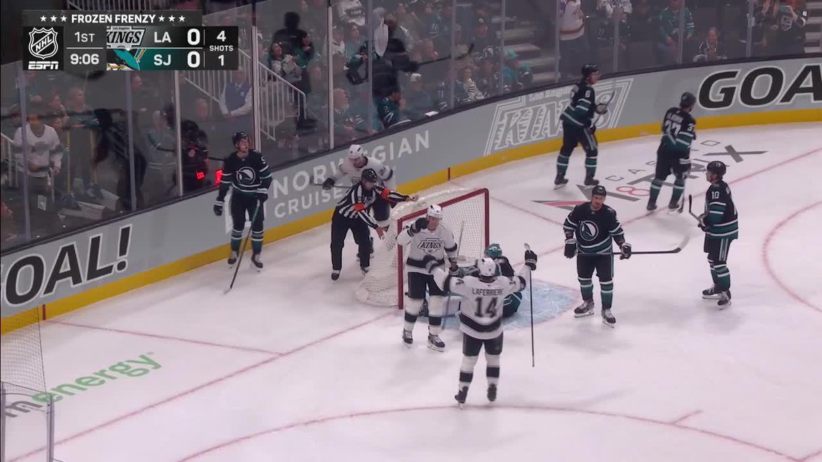 Corey Perry scores against the San Jose Sharks (obviously) for the Los Angeles Kings (still new to us).