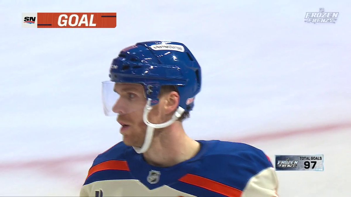 It was only fitting that No. 97 scored the 97th goal of Frozen Frenzy 🔥 Connor McDavid's second of the night ices it for Edmonton 😤