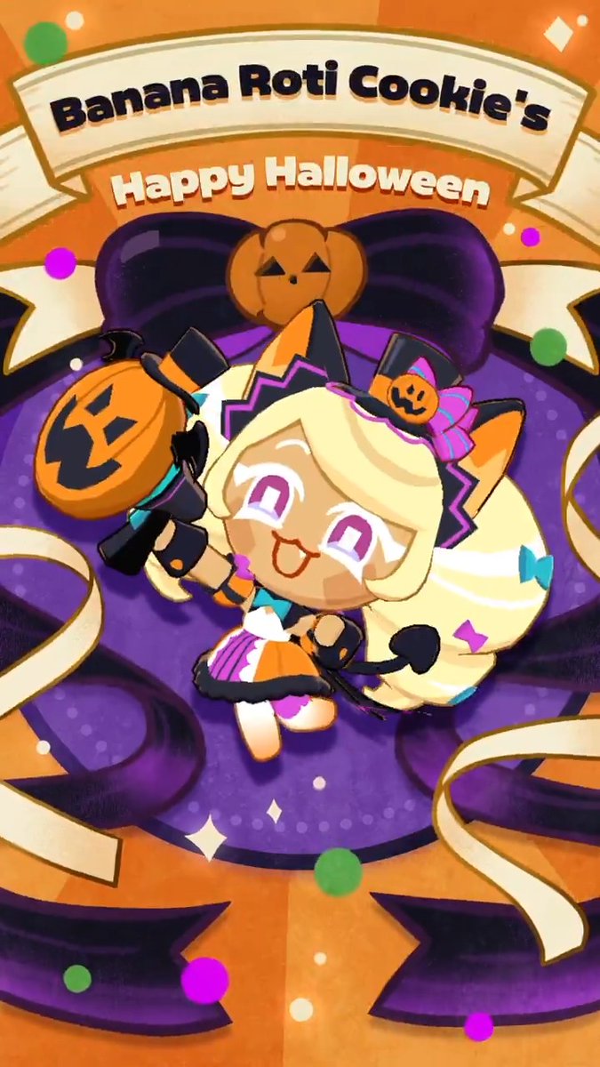 Check out Banana Roti Cookie's new Costume, Happy Halloween, right now! 🎃 #CookieRun #TowerOfAdventures #Update #halloween
