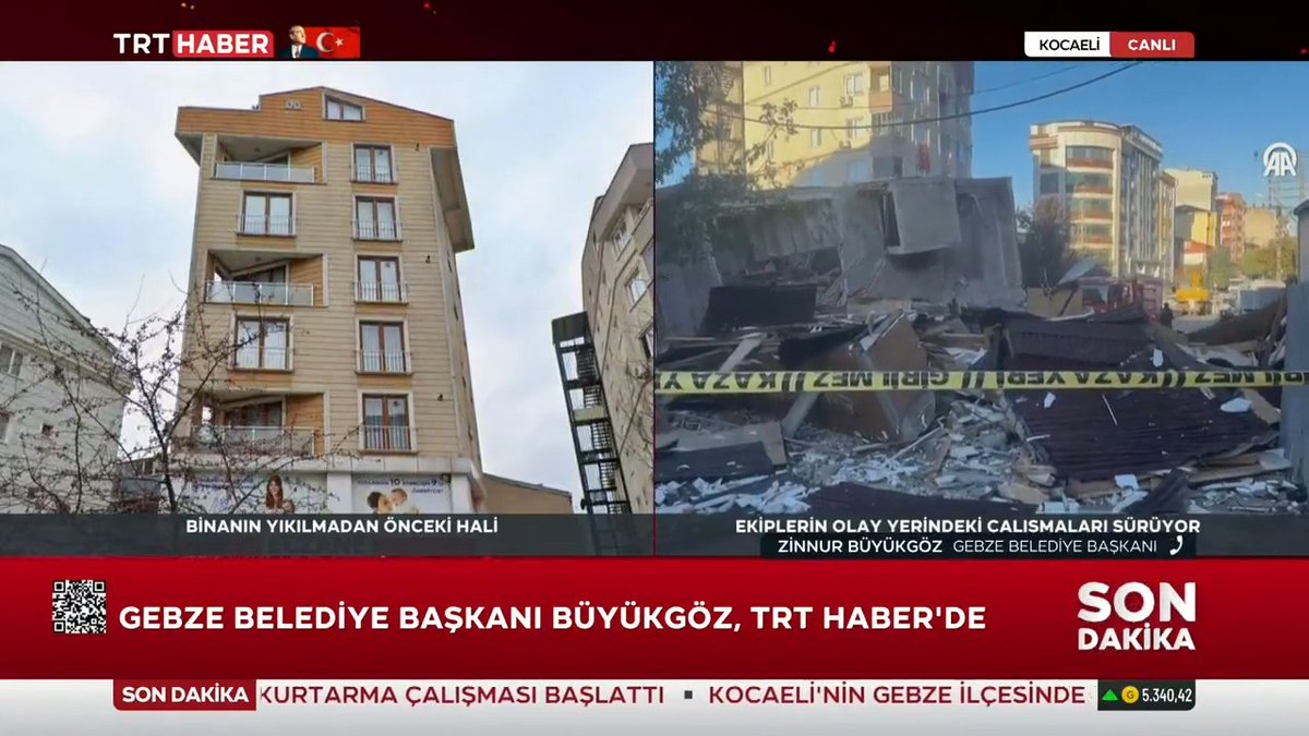 Kocaeli Gebze’de 6 katlı bir bina 07.15 sularında çöktü. Gebze Belediye Başkanı Zinnur Büyükgöz, "Binada 5 kişilik bir ailenin olma ihtimali var." dedi. Bölgeye AFAD ekipleri sevk edildi ve arama kurtarma çalışmaları hızla başlatıldı. #Çarşamba #Deprem