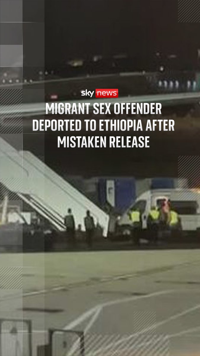 Migrant sex offender Hadush Kebatu has been deported to Ethiopia following his mistaken release from prison.⁠ Footage from Heathrow Airport shows him being escorted on to a plane on Tuesday evening. 🔗 Read more: