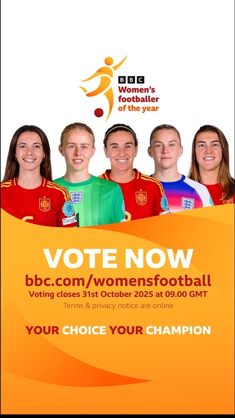 There are only two days left to vote for BBC Women's Footballer of the Year 2025! Nominees, vote and Ts&amp;Cs here: Voting closes at 0900 GMT on Friday 31 October 2025. #BBCWFOTY