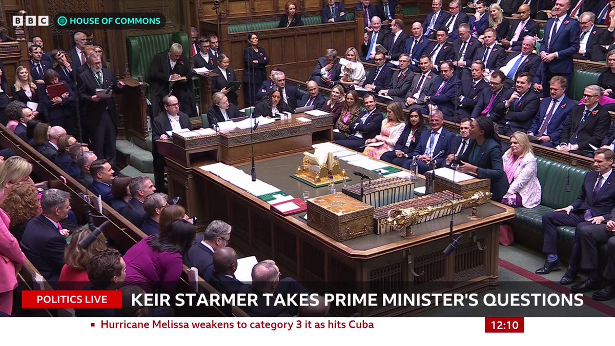 Kemi Badenoch says inflation has doubled under the PM's government and asks if he will "work with us to cut welfare spending and get Britain working again?" Keir Starmer says the Tories "crashed the economy" and reduced the UK to a laughing stock" #PMQs