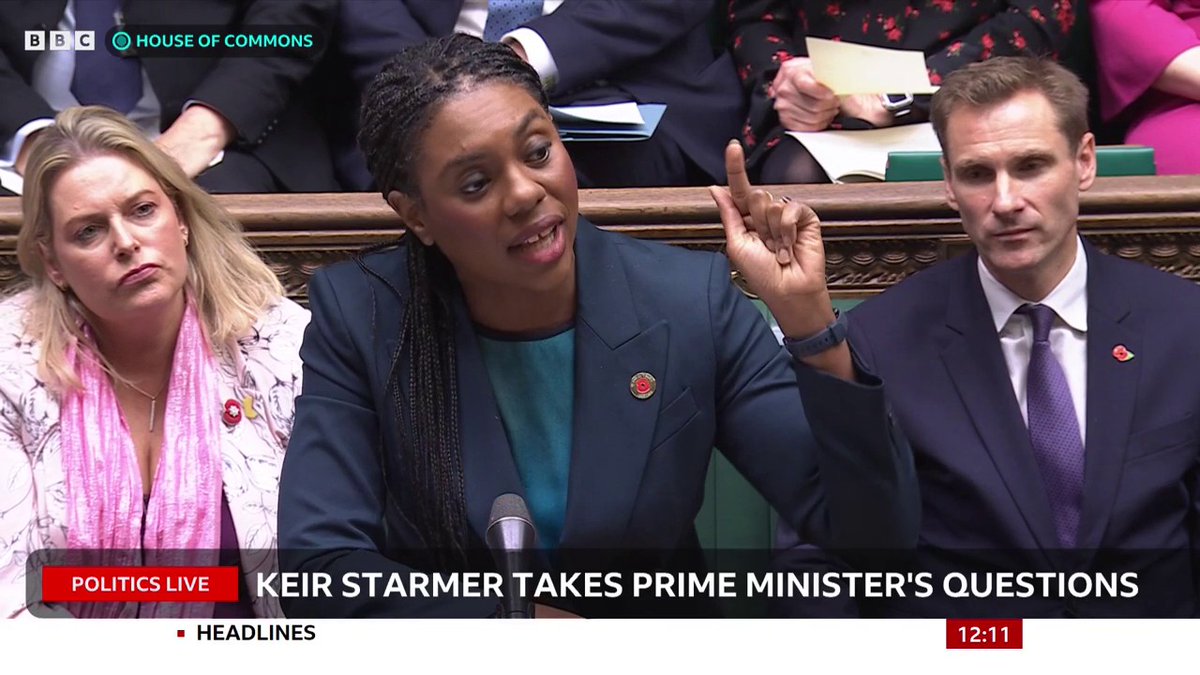 Kemi Badenoch says the PM "knows nothing about economic growth" and businesses are feeling the damage Keir Starmer says she has overlooked the fact the UK had "highest growth in G7" at start of the year #PMQs