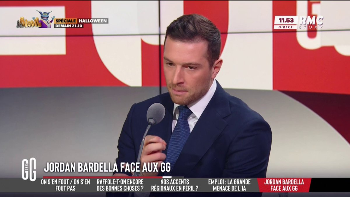 🗣️ "Est-ce que vous graciez Marine Le Pen et Nicolas Sarkozy ?" 🗣️ Jordan Bardella : "Je ne suis pas candidat à l'élection, je ne vous répondrai pas. Par contre, le mandat de dépôt avec exécution provisoire semble être une volonté d'humilier l'ancien président." #GGRMC