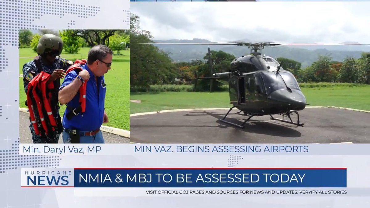 🚨 #Update Assessment of NMIA, MBJ & Ian Flemming INTL. Airports to comment today, led by Minister Daryl Vaz. Following the assessment, the Govt will provide updates regarding the reopening of Airports to facilitate relief support, arrivals and departures. #HurricaneMelissa