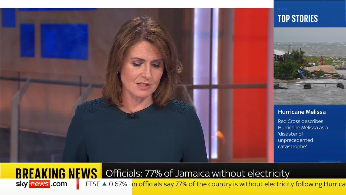 BREAKING: Twenty-five people have been killed in Haiti after a river burst its banks during Hurricane Melissa. And 77% of Jamaica has been left without power after the storm hit the island on Tuesday. Sky's alex rossi reports. Follow live 🔗