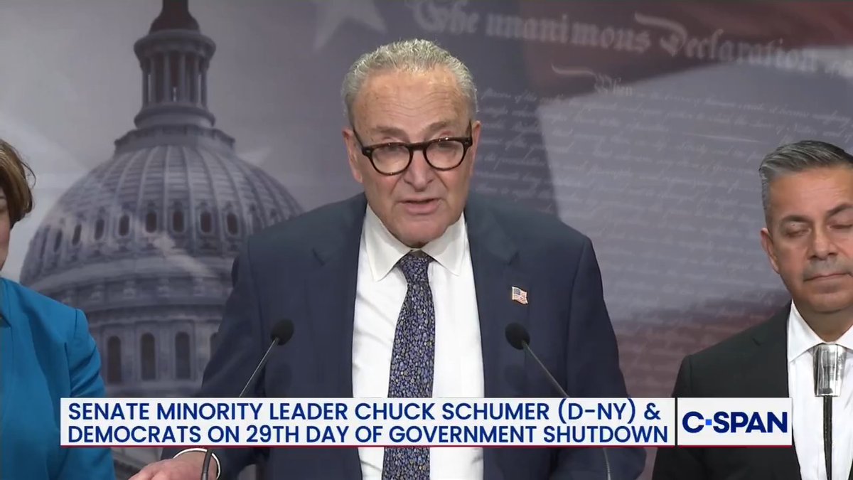 .Chuck Schumer: “Donald Trump is a vindictive politician and a heartless man. Let’s be clear: this does not need to happen. Never before, under any president—Democrat or Republican—has SNAP been cut off in a shutdown, and Trump knows he can do it.”