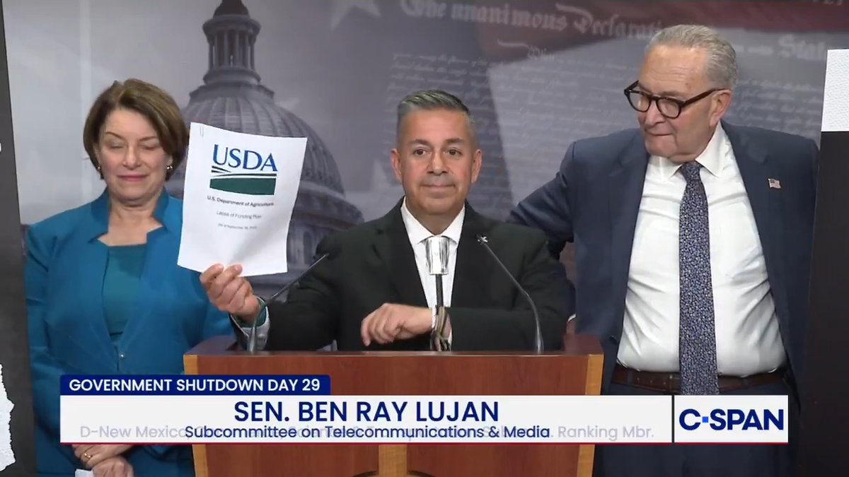 .Senator Ben Ray Luján on a USDA plan: “Why would this magically disappear from the website, and why is Speaker Johnson lying to the American people, saying, 'Oh, the law does not allow for this to happen'? It’s bullshit. I’ll say it."