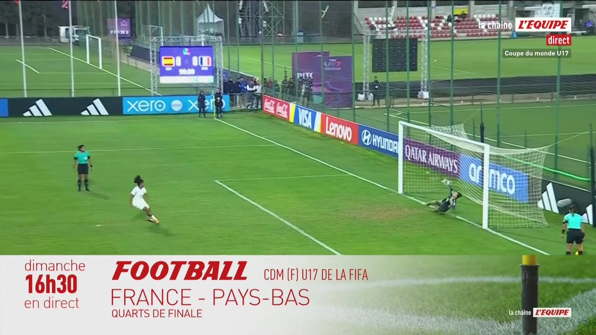 Les Bleuettes créent l'exploit : aux tirs au but, les Françaises éliminent l'Espagne, favorite de la compétition, et se qualifient en quarts de finale de la Coupe du monde U17 ! #lequipeFOOT