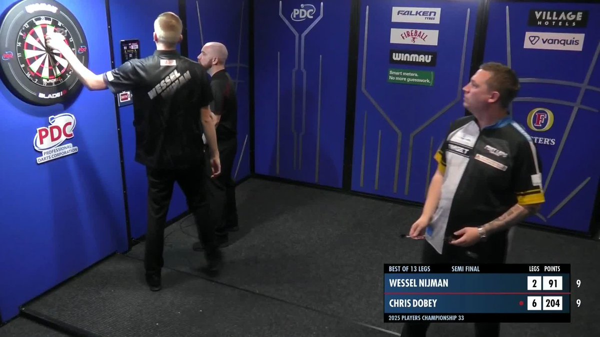 DOBEY DISPATCHES NIJMAN! Chris Dobey continues his charge in Wigan, demolishing Wessel Nijman 7-2 to book his spot in today's Players Championship 33 final! 📷 #PC33